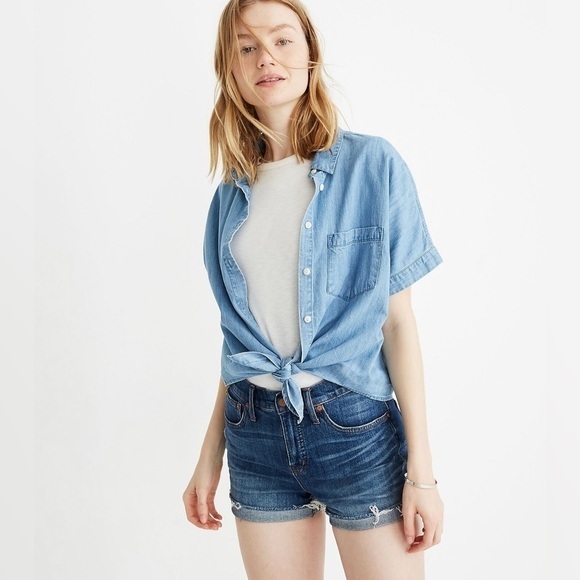 MADEWELL High-Rise Denim Shorts in Glenoaks Wash: Cutoff Edition - Picture 3 of 10